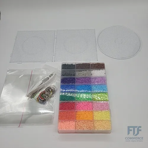 Bügelperlen Set 24000, 24 Farben, 2,6mm, Platte, Zubehör, Organizerbox, DIY Bast