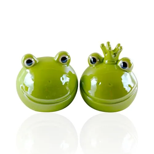 Dekofigur Fridolin Froschkopf Froschkönig DREI Farben + Größen Frühling Sommer (12cm x 10cm, 2er Set Grasgrün)