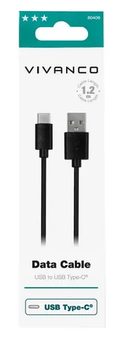 VIVANCO USB Type-C™ Lade- und Datenkabel 1.2m (60406) - Hochwertiges USB-A auf USB-C Kabel in Schwarz, ideal für schnelle Datenübertragung und effizientes Laden. Robuste Konstruktion für den täglichen Gebrauch.