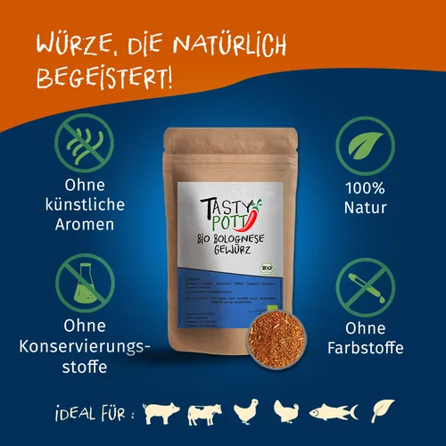 Tasty Pott Bio Bolognese Gewürz 250g Nachfüllbeutel Gewürzmischung