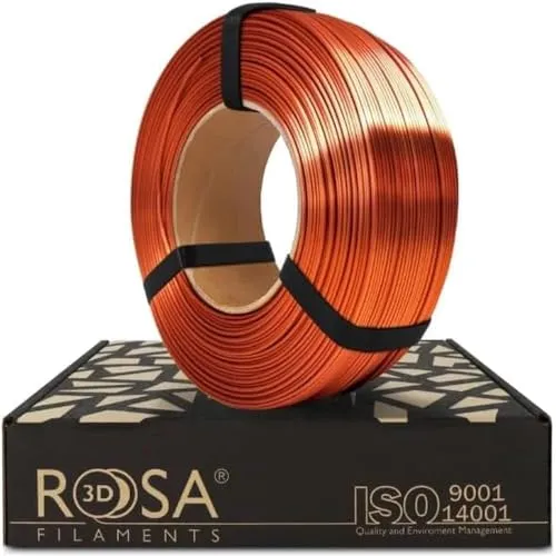 ROSA3D PLA Silk Filament 1.75 mm für 3D Drucker | Druckmaterialien Leicht Glänzend Bioabbaubar PLA 3D Drucker Filament | 3D Printing Materials | Kupfer Refill 1 kg