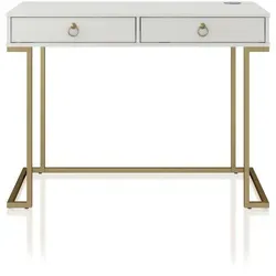 CosmoLiving Camila Schreibtisch mit 2 Schubladen - Weiß - Eleganter Schreibtisch aus MDF mit zwei praktischen Schubladen, ideal für eine organisierte Arbeitsumgebung und stilvolles Design.