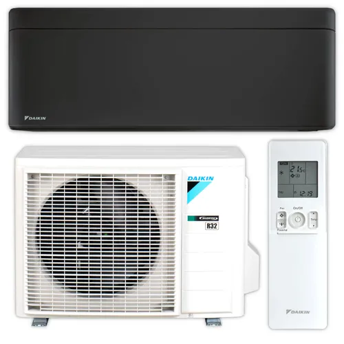 DAIKIN Split Klimaanlage Set | Stylish C-Serie | schwarz | 3,4 kW - Effiziente Klimaanlage für Räume bis 40 m², A+++ für Heizen und Kühlen. Genießen Sie leisen Betrieb und die Möglichkeit zur Online-Steuerung.
