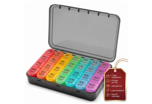 BigDean Pillendose Tablettenbox 7 Tage 4 Fächer pro Tag, Tragbar (1 St)