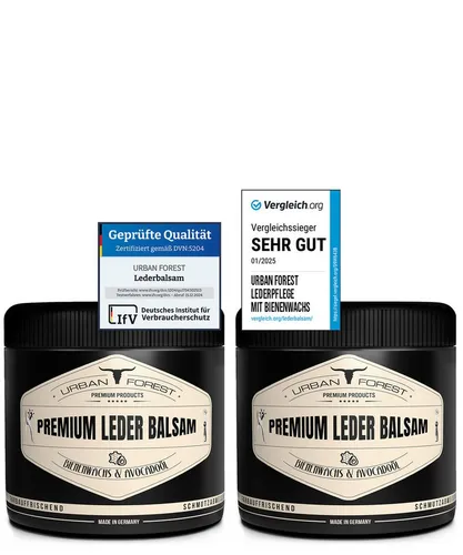 URBAN FOREST Lederpflege Balsam - 2 x 500ml für Glattleder - Schuhpflegemittel - Hochwertiges Premium Lederbalsam, ideal für Autoleder und Möbel, verlängert die Lebensdauer und macht das Leder geschmeidig ohne Schmierfilm.