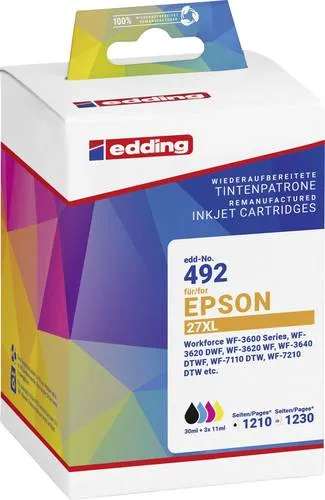 Edding Druckerpatrone ersetzt Epson T2715, T2711, T2712, T2713, T2714, 27XL Kompatibel Kombi-Pack Schwarz, Cyan, Magenta, Gelb