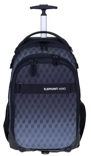 Elephant Trolley Jungen Mädchen Schultrolley Hero Signature Schulranzen Trolly Rucksack (Black Cube 12869)