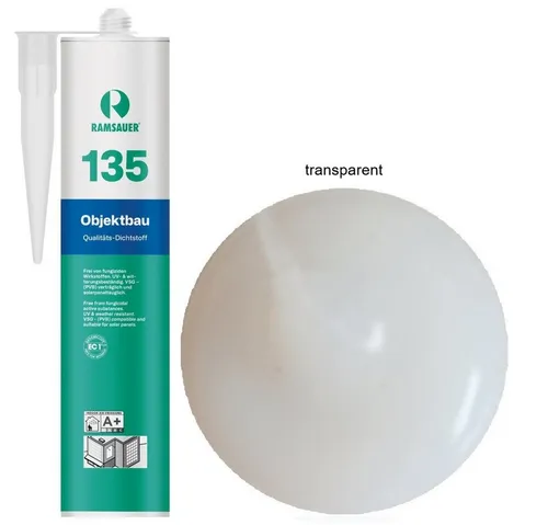 Ramsauer Dichtstoff Ramsauer 135 Objektbau Silikon Fugen Dichtstoff 310ml Kartusche, gebrauchsfertig, VSG verträglich, UV beständig, geruchsneutral