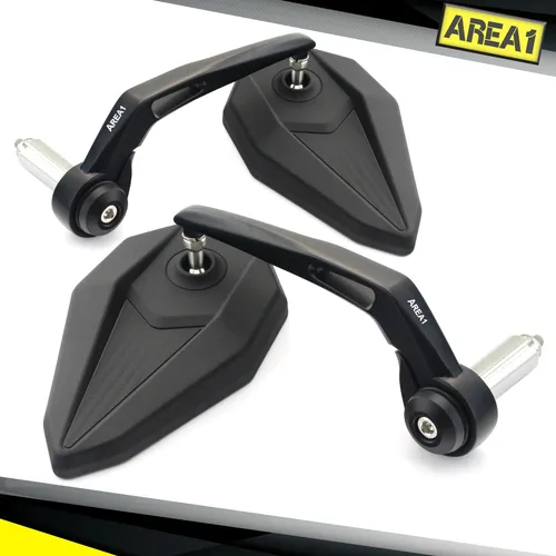 Area1 Premium Motorrad Lenkerendenspiegel - E-geprüftes CNC Alu Rückspiegel Set (Rechts+Links), cooler Look und einfach zu montieren für 95% aller Motorräder und Motorroller