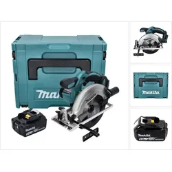 Makita DSS 611 T1J Akku Handkreissäge 18 V mit 5,0 Ah Akku - Akku Handkreissäge für präzises Sägen von Holz und Metall, inklusive 5,0 Ah Akku und robustem Makpac Koffer für optimale Mobilität und Lagerung.