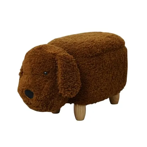 SVITA Kinderhocker Tierhocker Pudel Braun - Hocker mit Stauraum und tierischem Design, perfekt für Kinderzimmer und als praktische Sitzgelegenheit.