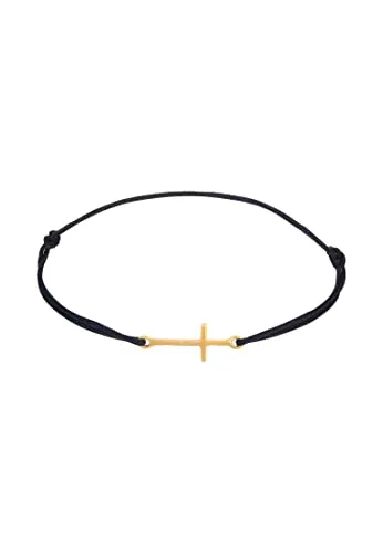 Elli Armband Kreuz Trend Symbol Elastisch Nylon 925 Silber - Stylisches Armband aus Nylon mit modernem Kreuz, individuell anpassbar durch Knoten, perfekt für jeden Look.
