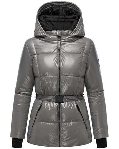 Navahoo Steppjacke Eisglanz 14 Glänzende Damen Winterjacke mit Taillengürtel