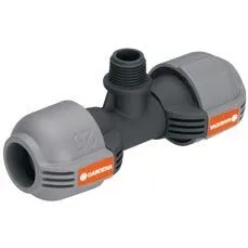 Gardena Sprinklersystem T-Stück 25 mm x 1/2 Zoll - Werkzeugloser Anschluss für effiziente Gartenbewässerung mit patentierter Quick Easy Verbindungstechnik