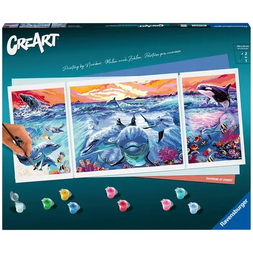 MALEN NACH ZAHLEN - CREART - DELFINE - RAVENSBURGER 23577 - Schreibutensilien für kreative Köpfe, ideal für entspannendes Malen mit Tiermotiven und hochwertigen Farben.