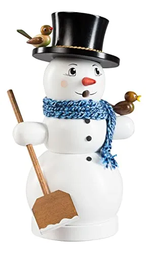 Richard Glässer Räuchermann Schneemann mit Schaufel, 26 cm hoch - Nussknacker, handgefertigt in Deutschland aus dem Erzgebirge für eine authentische Weihnachtsatmosphäre