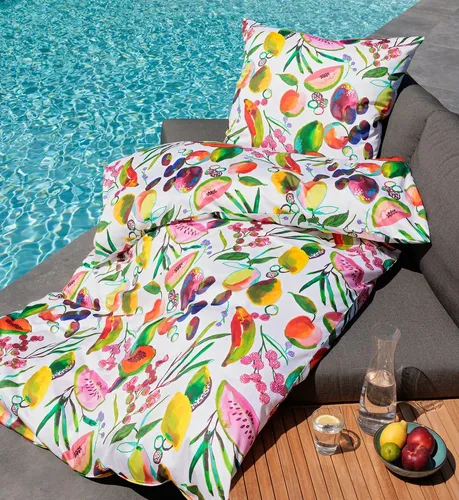 Janine Bettwäsche Modern Art 4214742147 - Mako-Satin, 155x220 cm, bunt - Bettwäsche aus hochwertigem Mako-Satin, mit praktischem Reißverschluss und pflegeleicht, ideal für ein modernes Schlafzimmer.