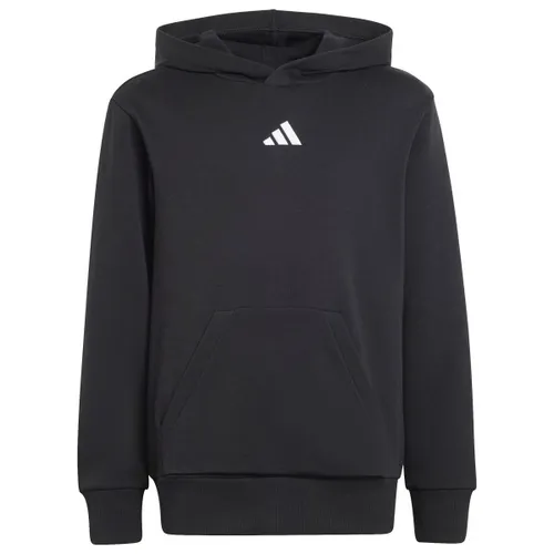 adidas Kid's Small Logo Fleece Hoodie 225 - Bequemer Hoodie in Schwarz/Grau (Gr. 152) - Sportlicher Hoodie für Kids, ideal für Workout und Freizeit. Mit Kapuze und Stretch für optimalen Tragekomfort. Hochwertige Materialkombination aus 71% Baumwolle und 29% Polyester.