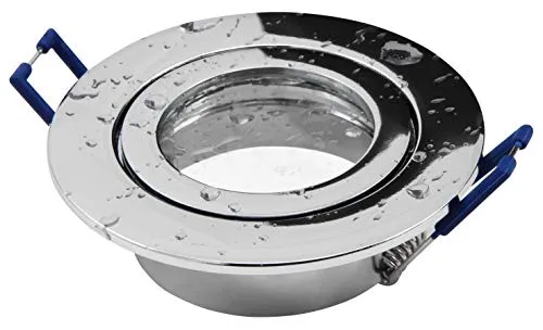 McShine - Einbaurahmen für Halogen und LED Strahler | DL-54 | rund, Clip-Verschluss, IP44, Chrom mit Frontglas Dichtungen