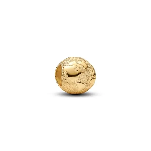 PANDORA Moments Strukturierter Globus Mini-Charm in gold von Pandora