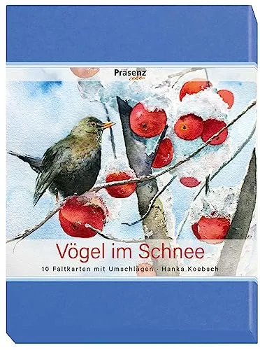 KK-Serie Vögel im Schnee: 10 Faltkarten mit Umschlägen - Entdecken Sie die zauberhaften Faltkarten von Hanka Koebsch. Ideal für persönliche Grüße und festliche Anlässe, mit liebevollen Motiven aus der Natur.