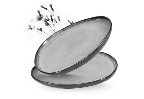 Moritz & Moritz Servierplatte ORGANIC Servierplatte 2er - Grau, (Set, 2-tlg., Set), Spülmaschinengeeignet