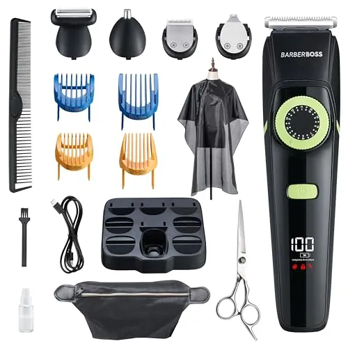 Barberboss Bartschneider für Männer und Haarschneider für Herren, Nasentrimmer Herren, Fellpflegesets für Männer, wasserdicht-QR-6090