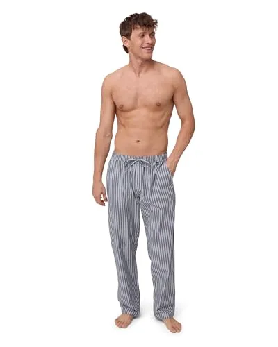 DANISH ENDURANCE Schlafanzughose Herren Lang, Marineblau gestreift - Schlafanzughose aus 100% Bio-Baumwolle mit verstellbarem Bund für individuellen Komfort und zwei praktischen Seitentaschen. Perfekt für entspannte Nächte und lässige Tage.