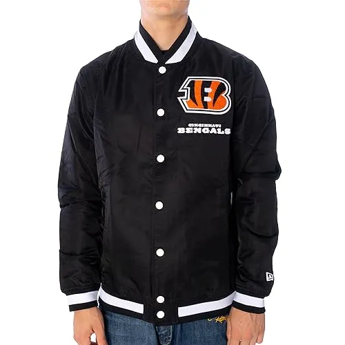 New Era NFL Cincinnati Bengals Logoselect Jacke in Größe L - Stylische Bomberjacke des Cincinnati Bengals Teams. Offizielles Lizenzprodukt mit hoher Verarbeitungsqualität für optimalen Tragekomfort. Ideal als Übergangsjacke für jede Jahreszeit.