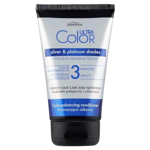 Joanna Ultra Color - Farbschutz-Spülung Conditioner in Silber- und Platinfarben für Natürliches und Gefärbtes Haar - Ammoniakfrei - Farbauffrischung und -intensivierung in 3 Minuten - 100 ml