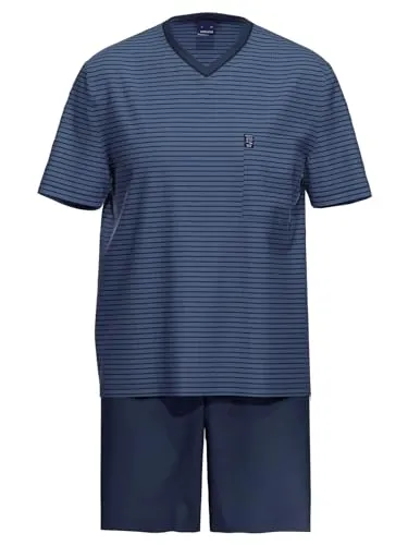 Herren Schlafanzug kurz Blau 52 - Bequemer Herren Schlafanzug in Blau von AMMANN. Ideal für entspannte Nächte, aus weichem Material mit hochwertiger Verarbeitung. Genießen Sie Komfort und Stil in Ihrer Nachtwäsche.
