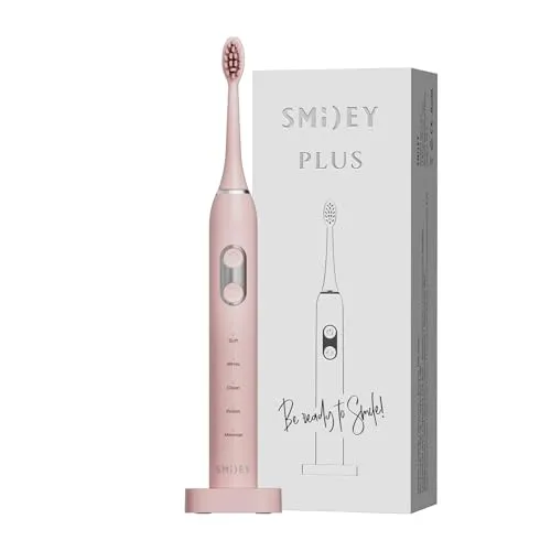 SMILEY Plus Schallzahnbürste | Ultraschall Elektrische Zahnbürsten & Zubehör | Schallzahnbürsten Toothbrush Elektrische Reisezahnbürste | Set mit Ladegerät & Tipp