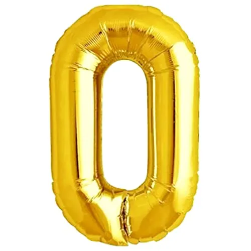 Luftballon Geburtstag Zahl 0 Goldene XXL Riesen Folienballon 100cm Geburtstagsdeko Ballon Zahl Deko zum Geburtstag. Fliegt mit Helium.