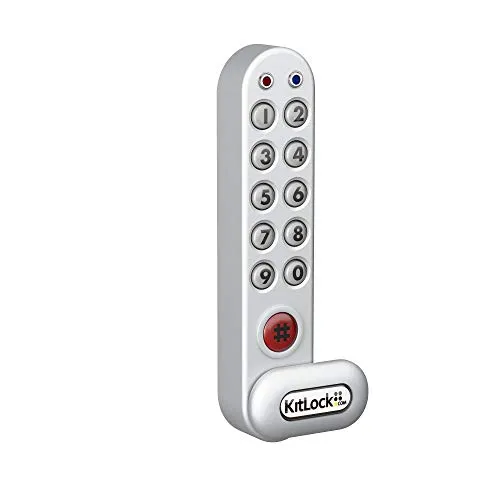 KitLock Elektronikschloss KL1000 | für Spinde Schließfächer und Möbel | schlüssellos mit Zahlenschloss | vertikal | silber