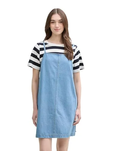 TOM TAILOR Denim Damen Kleid 1046643 - Freizeitkleid aus leichtem Denim mit seitlichen Taschen, ideal für lässige Sommerlooks. Hergestellt aus nachhaltiger Baumwolle, atmungsaktiv und hautfreundlich.