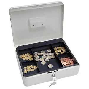 Wedo Geldkassette 145400X, Größe 4 mit Zylinderschloss - Card-Reader mit 5 Münzfächern für schnelle Summenerfassung, herausnehmbaren Einsatz und sicherem Zylinderschloss – ideal für die Aufbewahrung von Geld und Quittungen.