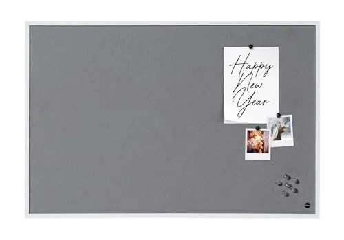 Bi-Office Pinnwand New Basic, Grauem Filz mit Weißem Holzrahmen, 885x585 mm