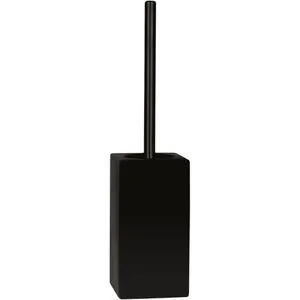 Spirella WC-Bürste Quadro, schwarz matt - Eleganter WC-Bürstenhalter aus Sandstein, leicht zu reinigen, mit Edelstahlstiel und auswechselbarem Bürstenkopf für lange Haltbarkeit.