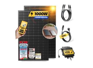 Balkonkraftwerk 1000W/800W - Steckerfertige Solaranlage mit Dachhalterung - Komplettset für einfache Installation und sofortige Stromersparnis. Optimal für Balkon und Dach, Kabellänge: 10m.
