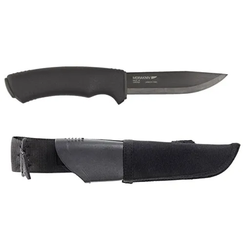 Morakniv Bushcraft Tactical Gürtelmesser - Gürtelmesser aus Sandvik-Stahl mit Gummigriff, ideal für Outdoor-Abenteuer und Molle-kompatible Kunststoffscheide für einfache Befestigung.