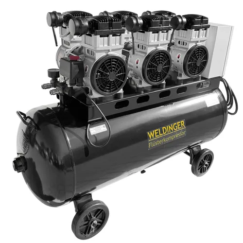 Flüsterkompressor FK 510 pro 4,8 kW Luftabgabe 150 l Tank ölfei silent WELDINGER