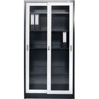 Jet-Line Stahlschrank St Petersburg - Anthrazit-Weiß, 90x40x185 cm mit Glasfront - Robuster Aktenschrank St. Petersburg mit abschließbaren Glastüren. Bietet optimalen Schutz und schnellen Überblick über Dokumente. Ideal für Büro und Werkstatt, mit 4 verstellbaren Regalböden.