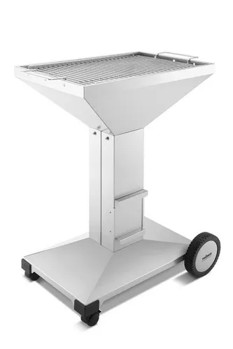 Thüros Holzkohlegrill T4-F - fahrbarer Edelstahl Säulengrill 40x60 cm - Grills – Robuster und mobiler Edelstahl Säulengrill mit großzügiger Grillfläche für unvergessliche Grillabende im Freien.