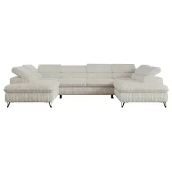 MKS MEBLE Cord Sofa U-Form Beige in weiß von Möbel Kraft