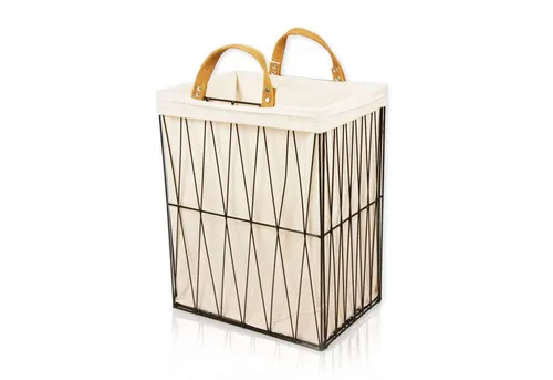 Lycce Wäschebox 35L aus Metall geflochten - Wäscheboxen mit waschbarem Stoffeinsatz und praktischem, zusammenklappbarem Design – ideal für Wäsche, Deko oder Aufbewahrung.