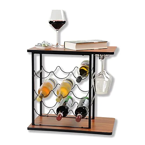 Kesper 27830 Weinregal 9 Flaschen braun/schwarz Holz/Metall