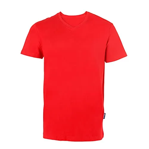 HRM Herren Luxury V-Neck Tee, rot, Gr. S I Premium T-Shirt Herren V-Ausschnitt aus 100% Bio-Baumwolle I Basic T-Shirt bis 60°C waschbar I Hochwertige & nachhaltige Herren-Bekleidung