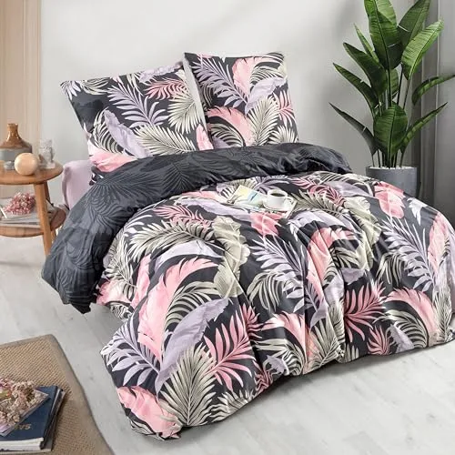 yadetextil Bettwäsche Set Hena 200x220 cm - Bettwäsche-Set mit 3 Teilen aus 100% Baumwolle, maschinenwaschbar und trocknergeeignet, ideal für einen bunten und frischen Schlafraum.