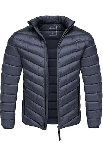 Amaci&Sons Herren gefütterte Steppjacke Outdoor Basic Übergangsjacke 9118 Navyblau XL