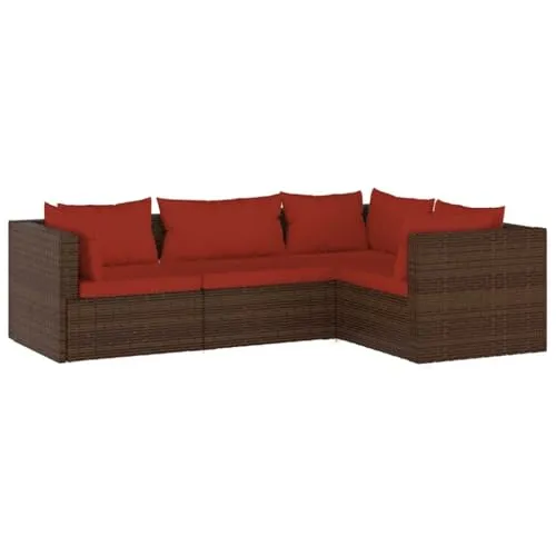 vidaXL 4-teilige Gartenmöbel Sitzgruppe mit Kissen - Modulares Garten-Lounge-Set aus wasserdichtem PE-Rattan, ideal für entspannte Stunden im Freien. Robuster Stahlrahmen und bequeme, abnehmbare Kissen für höchsten Komfort!